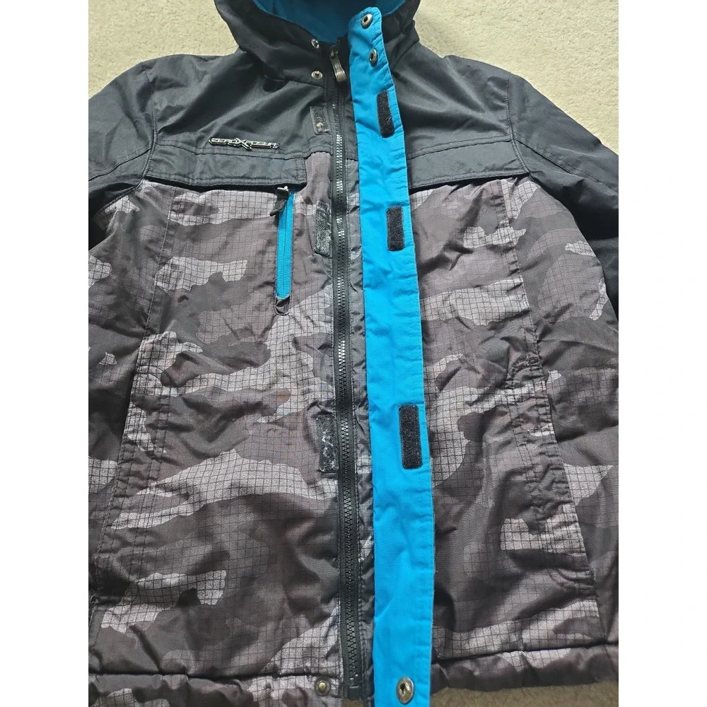 Gorpcore ZeroXposur Boys M 10 Black Camo Insulated Hooded Boarding Winter Jacket